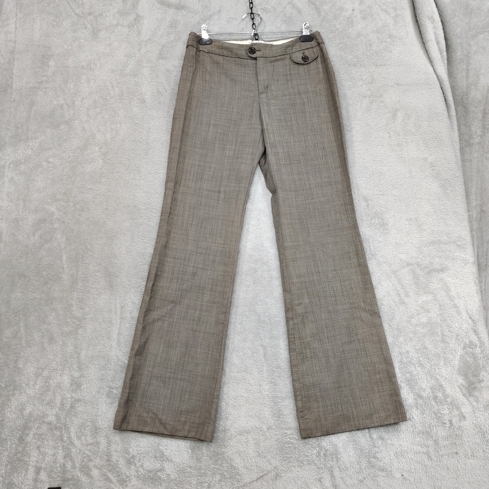 Vtg Y2k Banana Republic Martin Fit 6 30x32 Wool Pants Sharkskin Brown Wide Leg - Picture 1 of 9
